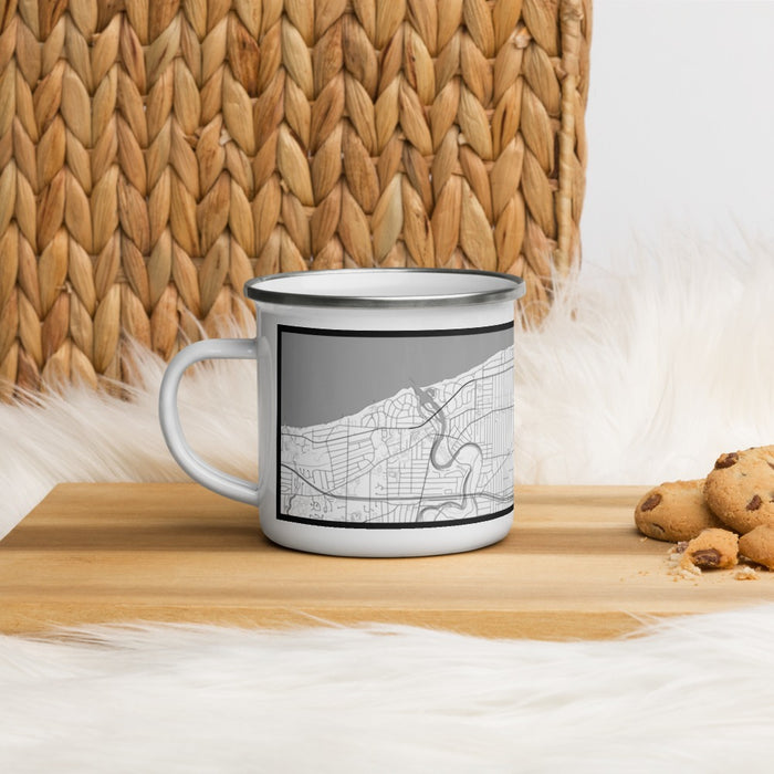 Left View Custom Lakewood Ohio Map Enamel Mug in Classic on Table Top
