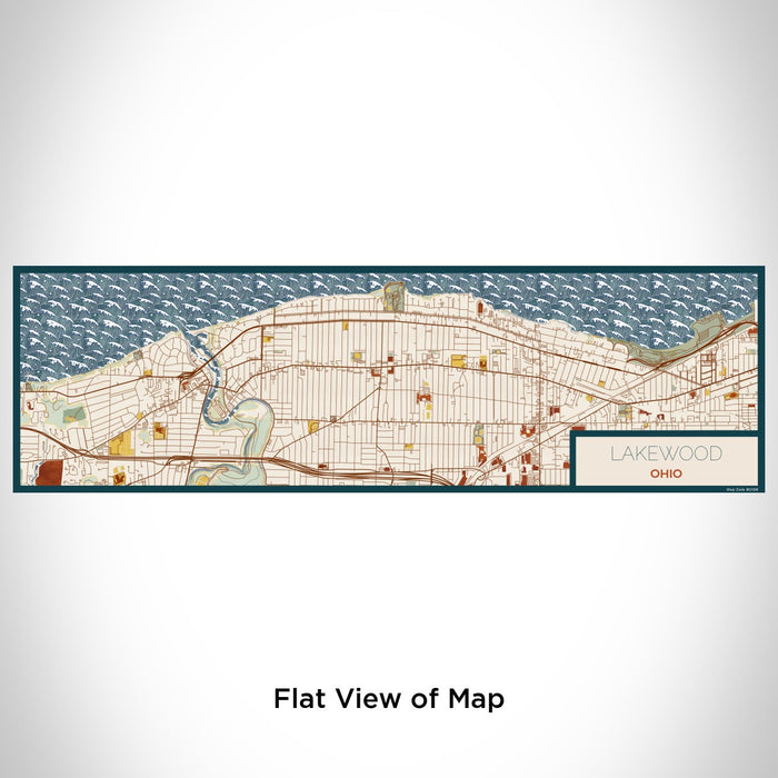 Flat View of Map Custom Lakewood Ohio Map Enamel Mug in Woodblock
