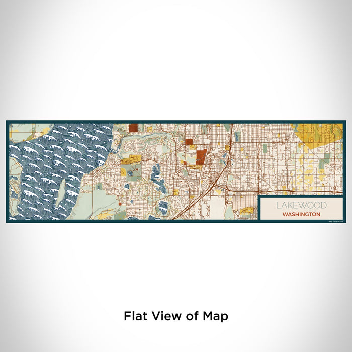 Flat View of Map Custom Lakewood Washington Map Enamel Mug in Woodblock
