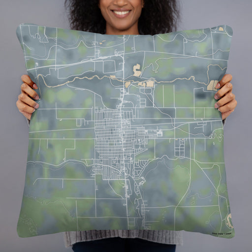 Person holding 22x22 Custom Lamar Colorado Map Throw Pillow in Afternoon