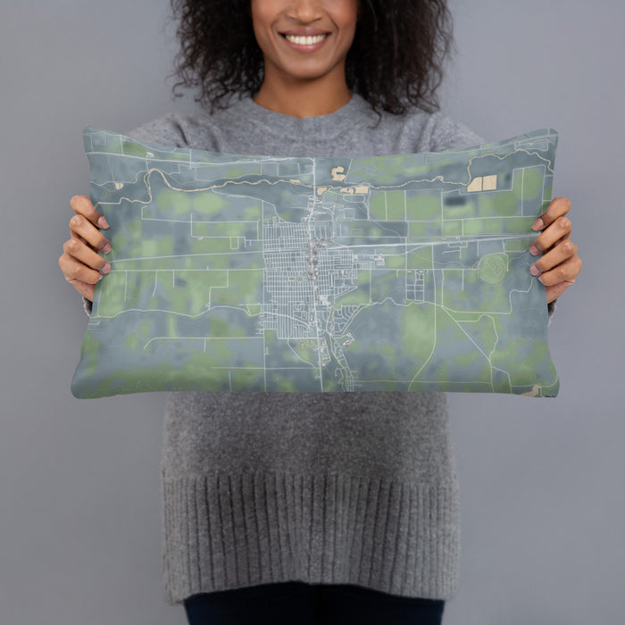 Person holding 20x12 Custom Lamar Colorado Map Throw Pillow in Afternoon