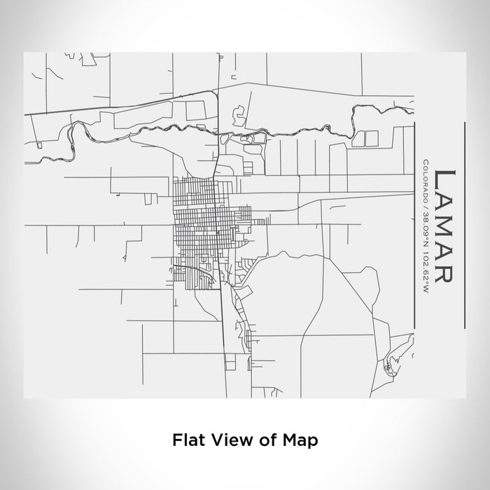 Rendered View of Lamar Colorado Map Engraving on 20oz Stainless Steel Insulated Bottle with Bamboo Top in White