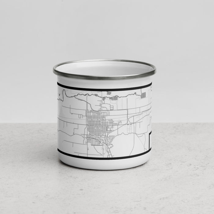 Front View Custom Lamar Colorado Map Enamel Mug in Classic