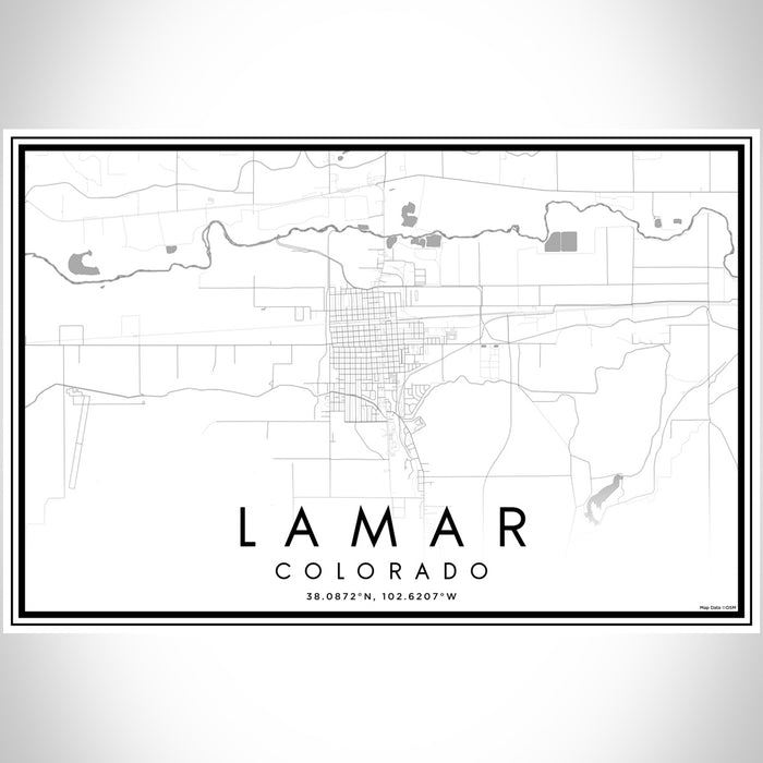 Lamar Colorado Map Print Landscape Orientation in Classic Style With Shaded Background