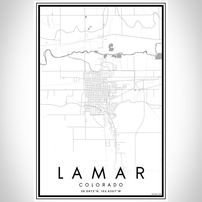 Lamar Colorado Map Print Portrait Orientation in Classic Style With Shaded Background