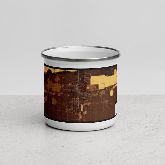 Front View Custom Lamar Colorado Map Enamel Mug in Ember