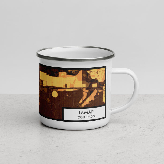 Right View Custom Lamar Colorado Map Enamel Mug in Ember