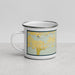 Left View Custom Lamar Colorado Map Enamel Mug in Woodblock