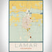 Lamar Colorado Map Print Portrait Orientation in Woodblock Style With Shaded Background