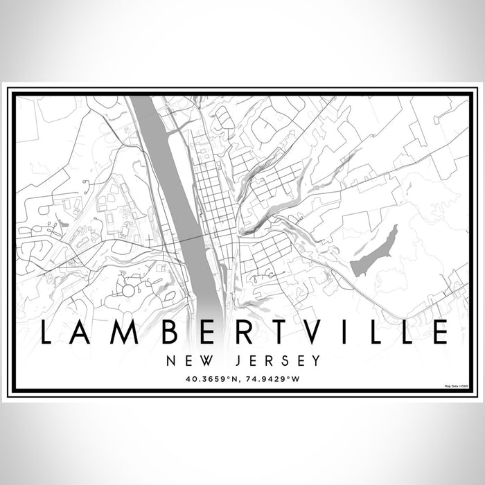 Lambertville New Jersey Map Print Landscape Orientation in Classic Style With Shaded Background