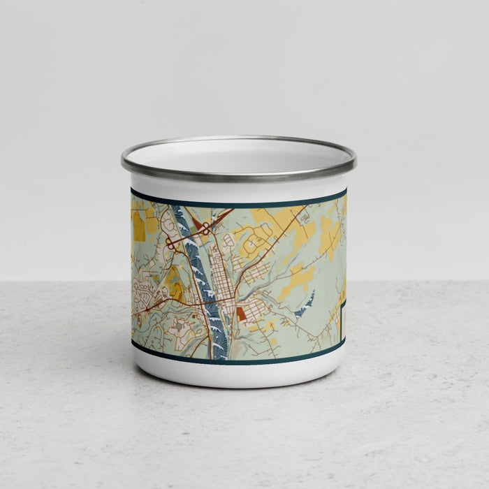 Front View Custom Lambertville New Jersey Map Enamel Mug in Woodblock