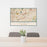 24x36 La Mesa California Map Print Lanscape Orientation in Woodblock Style Behind 2 Chairs Table and Potted Plant
