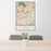 24x36 La Mesa California Map Print Portrait Orientation in Woodblock Style Behind 2 Chairs Table and Potted Plant