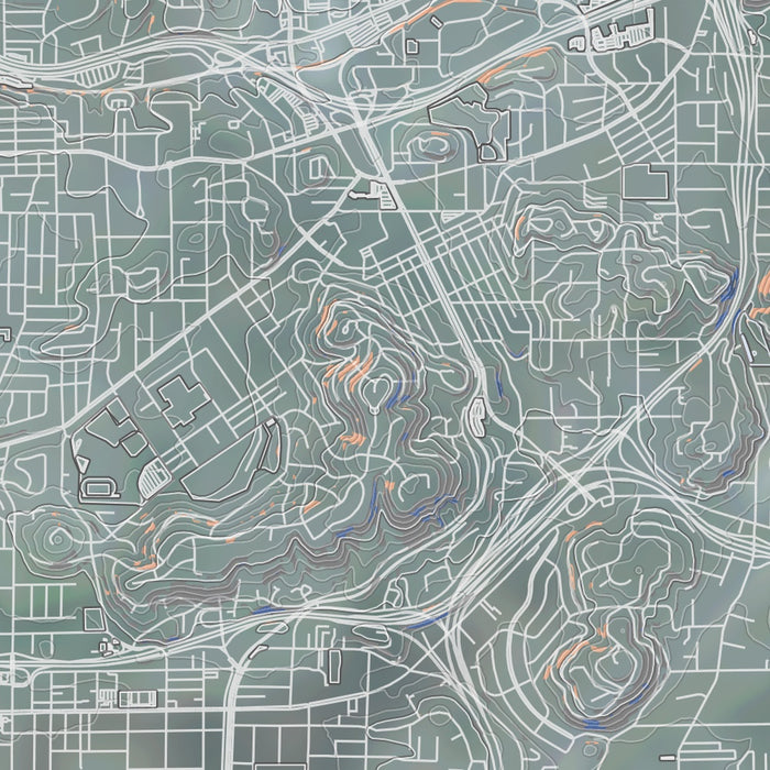 La Mesa California Map Print in Afternoon Style Zoomed In Close Up Showing Details