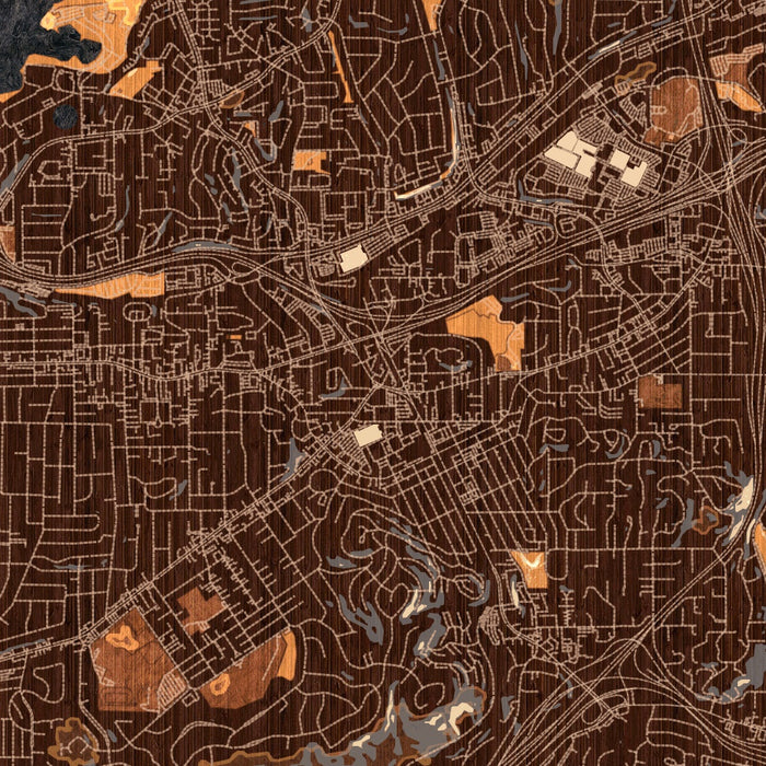 La Mesa California Map Print in Ember Style Zoomed In Close Up Showing Details