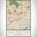 La Mesa California Map Print Portrait Orientation in Woodblock Style With Shaded Background