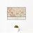 12x18 La Mirada California Map Print Landscape Orientation in Woodblock Style With Small Cactus Plant in White Planter