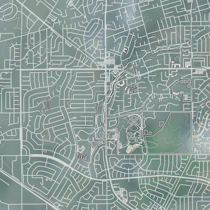 La Mirada California Map Print in Afternoon Style Zoomed In Close Up Showing Details