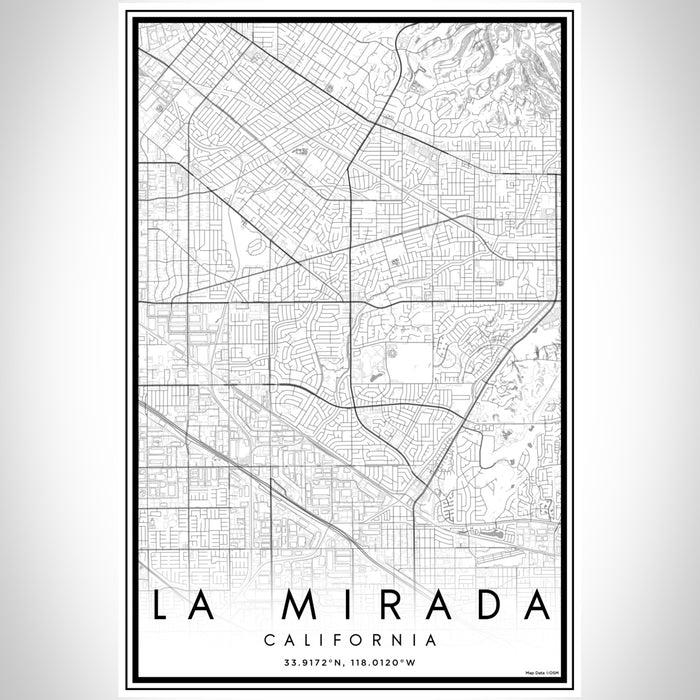 La Mirada California Map Print Portrait Orientation in Classic Style With Shaded Background