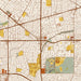 La Mirada California Map Print in Woodblock Style Zoomed In Close Up Showing Details