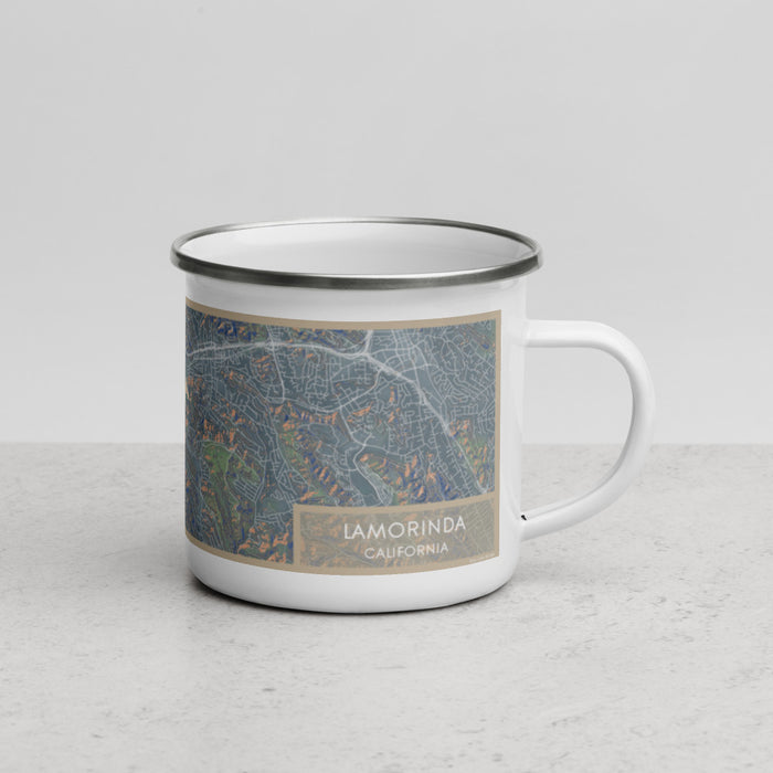 Right View Custom Lamorinda California Map Enamel Mug in Afternoon