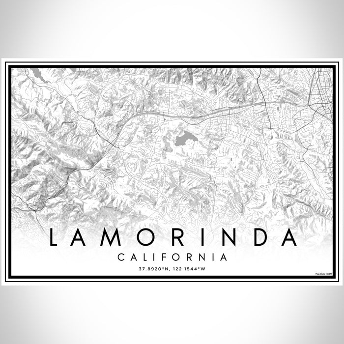 Lamorinda California Map Print Landscape Orientation in Classic Style With Shaded Background