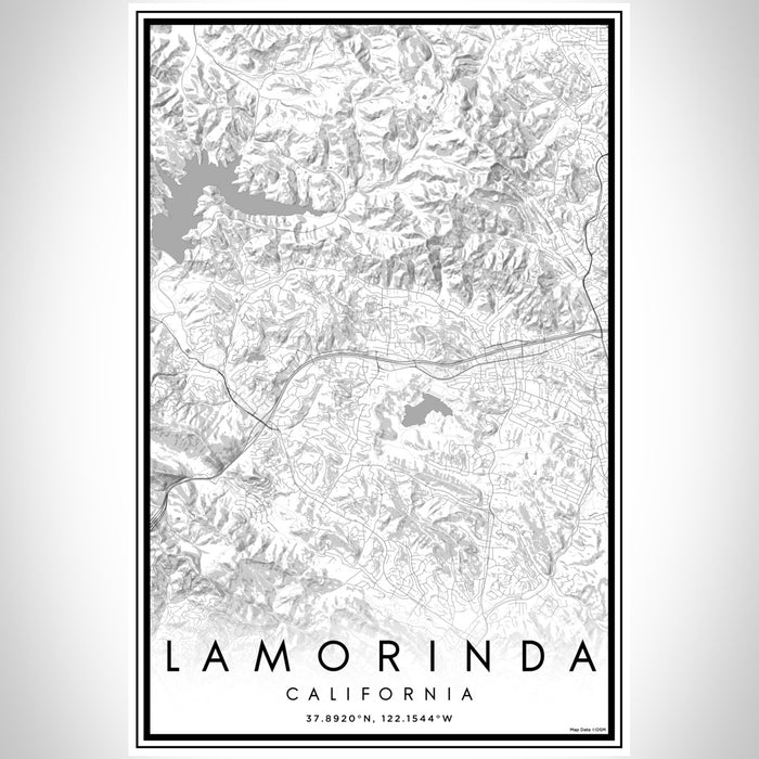 Lamorinda California Map Print Portrait Orientation in Classic Style With Shaded Background