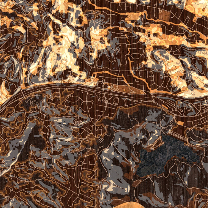 Lamorinda California Map Print in Ember Style Zoomed In Close Up Showing Details