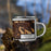 Right View Custom Lamorinda California Map Enamel Mug in Ember on Grass With Trees in Background