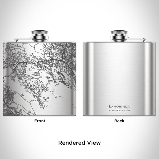 Rendered View of Lamorinda California Map Engraving on 6oz Stainless Steel Flask
