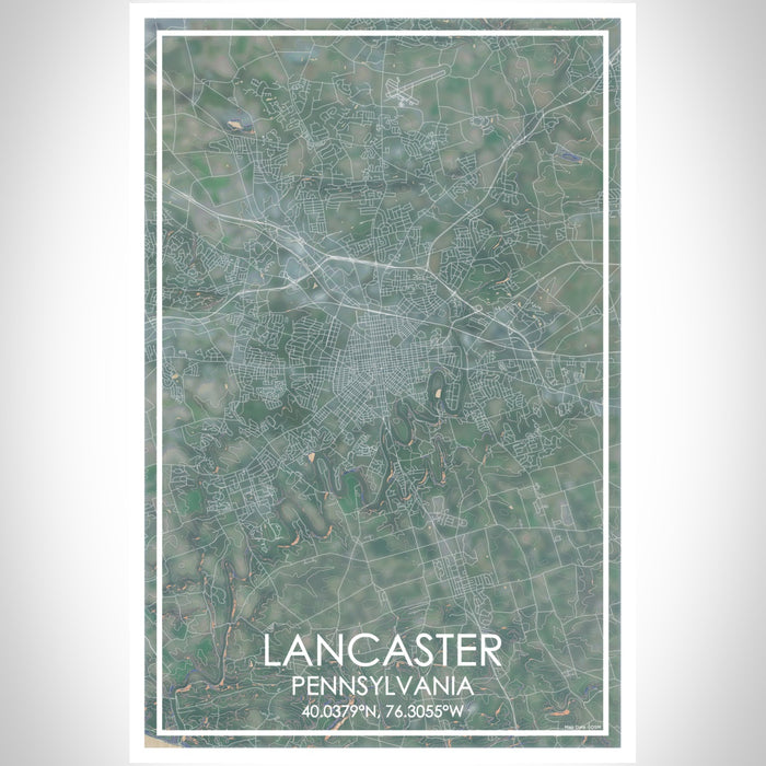 Lancaster Pennsylvania Map Print Portrait Orientation in Afternoon Style With Shaded Background