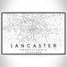 Lancaster Pennsylvania Map Print Landscape Orientation in Classic Style With Shaded Background