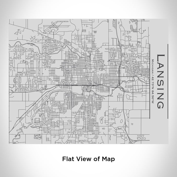 Rendered View of Lansing Michigan Map Engraving on 20oz Stainless Steel Insulated Bottle with Bamboo Top