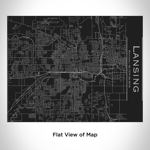 Rendered View of Lansing Michigan Map Engraving on 20oz Stainless Steel Insulated Bottle with Bamboo Top in Black