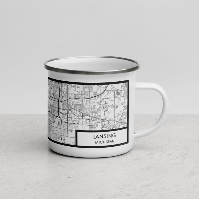 Right View Custom Lansing Michigan Map Enamel Mug in Classic