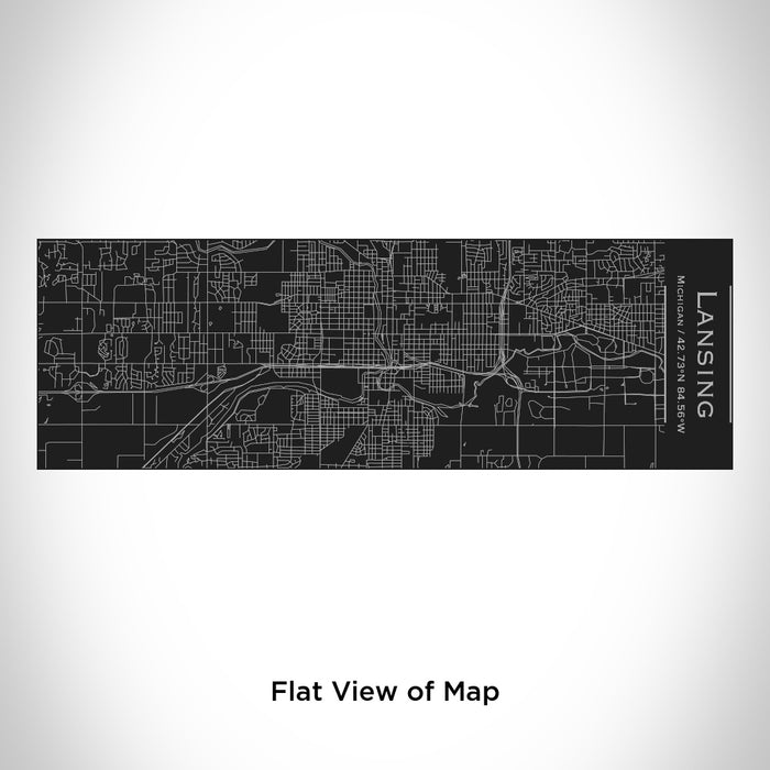 Rendered View of Lansing Michigan Map Engraving on 10oz Stainless Steel Insulated Cup with Sliding Lid in Black