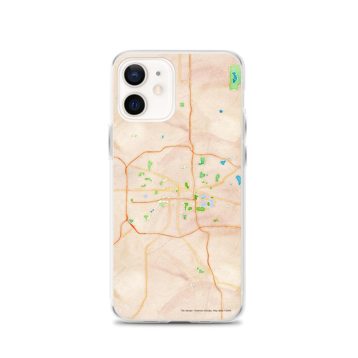 Custom Lansing Michigan Map iPhone 12 Phone Case in Watercolor