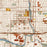 Lansing Michigan Map Print in Woodblock Style Zoomed In Close Up Showing Details