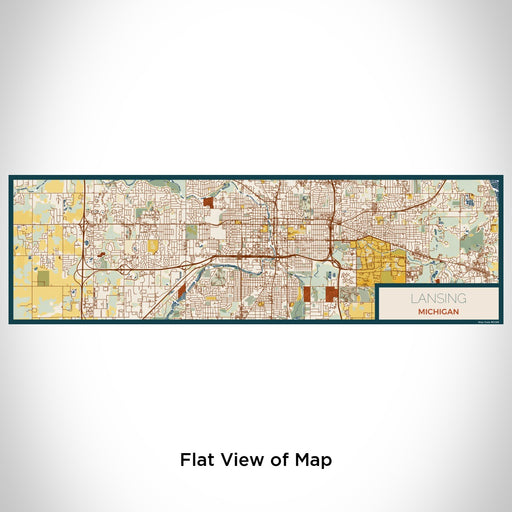 Flat View of Map Custom Lansing Michigan Map Enamel Mug in Woodblock
