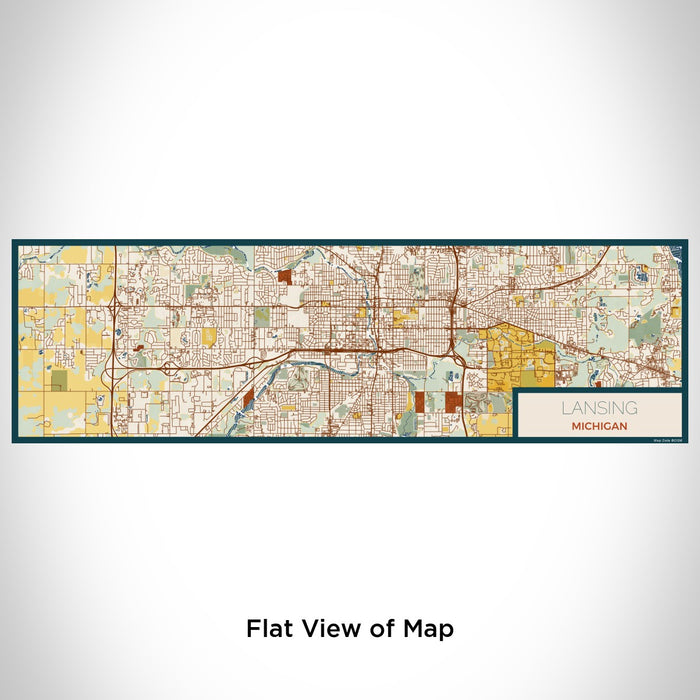 Flat View of Map Custom Lansing Michigan Map Enamel Mug in Woodblock