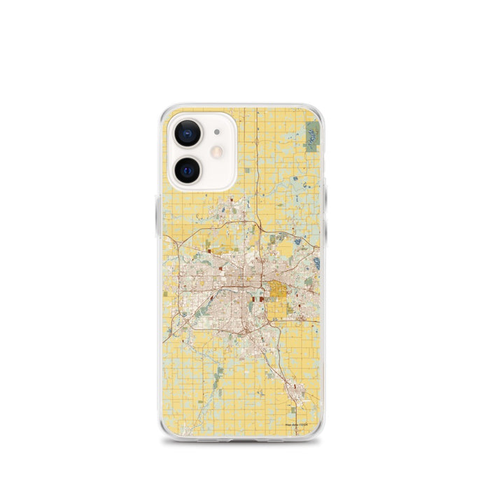 Custom Lansing Michigan Map iPhone 12 mini Phone Case in Woodblock