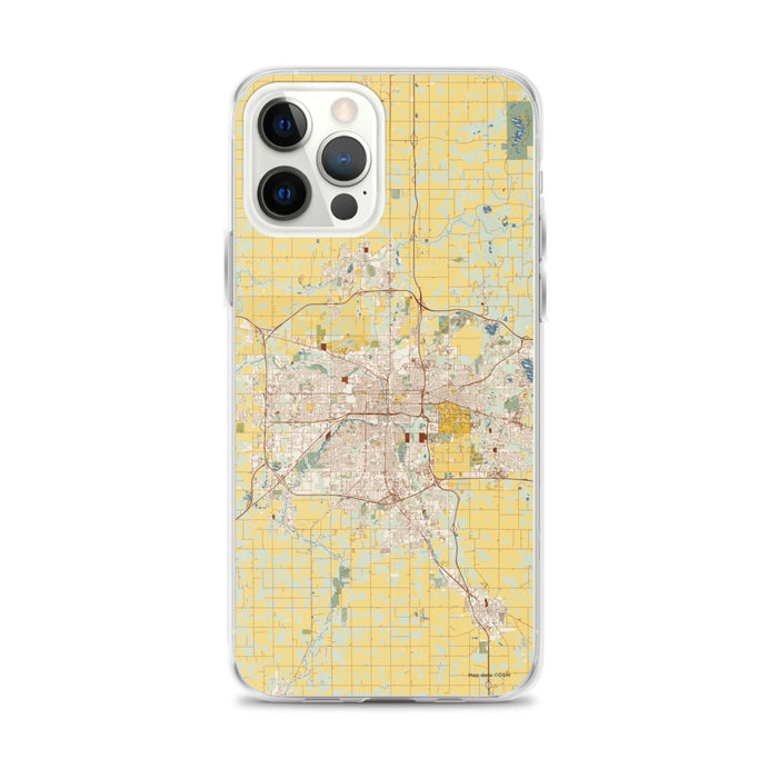 Custom Lansing Michigan Map iPhone 12 Pro Max Phone Case in Woodblock
