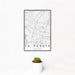 12x18 La Puente California Map Print Portrait Orientation in Classic Style With Small Cactus Plant in White Planter