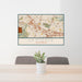 24x36 La Puente California Map Print Lanscape Orientation in Woodblock Style Behind 2 Chairs Table and Potted Plant