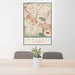 24x36 La Puente California Map Print Portrait Orientation in Woodblock Style Behind 2 Chairs Table and Potted Plant