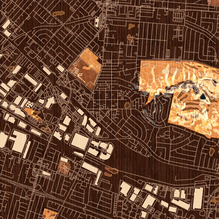 La Puente California Map Print in Ember Style Zoomed In Close Up Showing Details