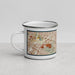 Left View Custom La Puente California Map Enamel Mug in Woodblock