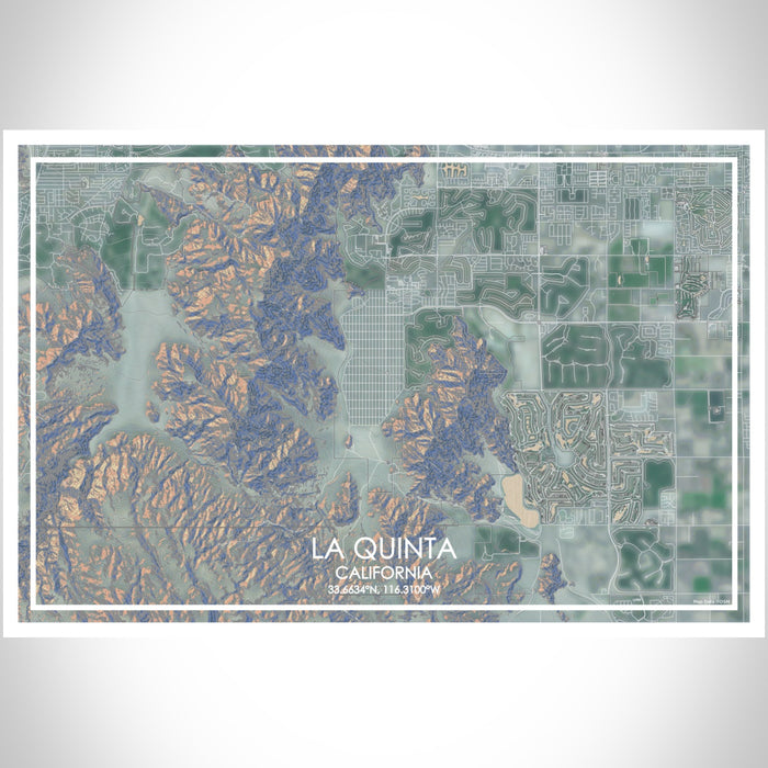 La Quinta California Map Print Landscape Orientation in Afternoon Style With Shaded Background
