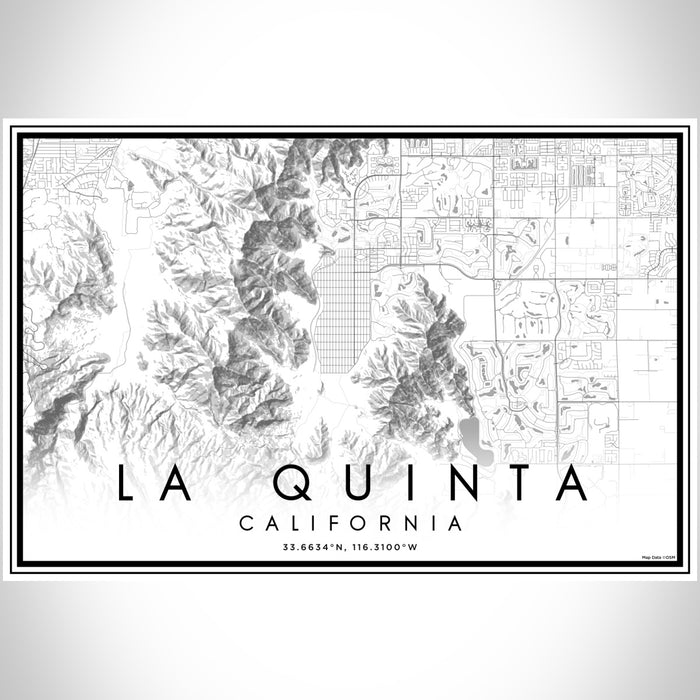 La Quinta California Map Print Landscape Orientation in Classic Style With Shaded Background