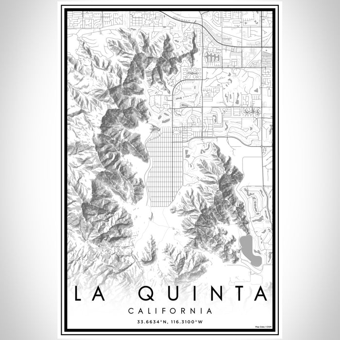 La Quinta California Map Print Portrait Orientation in Classic Style With Shaded Background